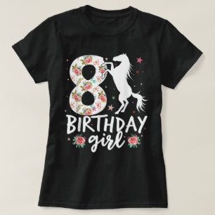 Bloemig Paard Verjaardag 8e Verjaardag 8 Jaar Oud T-shirt