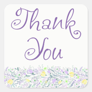 Bloemig Paars Dank Je Hart Lavendel Bloemen Vierkante Sticker
