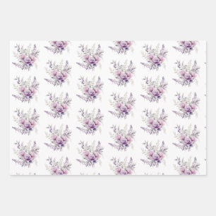 Bloemig Paars Roze Bloemen Lavendel Bloemig Inpakpapier Vel