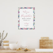 Bloemig paarse blos bruiloftsbruiloft welkomstbord poster (Keuken)