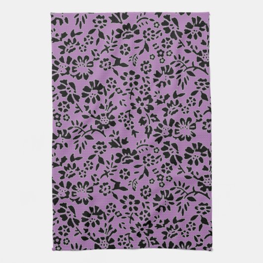 BLOEMIG / PAARSE & ZWARTE KEUKEN HANDDOEK! THEEDOEK (Verticaal)