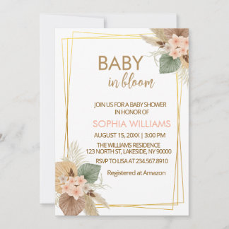 Bloemig Pampagras Baby In Bloom Baby Shower Uitnod Kaart