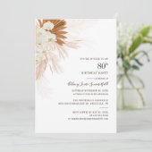 Bloemig Pampas Gras 80ste Verjaardagsfeestje Kaart (Staand voorkant)