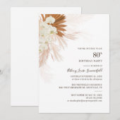 Bloemig Pampas Gras 80ste Verjaardagsfeestje Kaart (Voorkant / Achterkant)