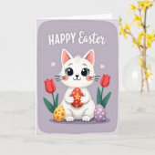 Bloemig Pasen Kaart met Katten (Gele Bloem)