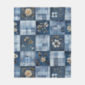 Bloemig Patchwork Patroon | Boho Denim Fleece Deken (Voorkant)