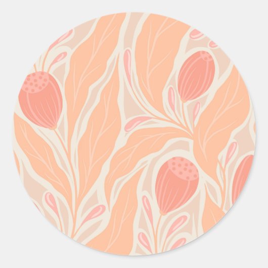 Bloemig patroon ronde sticker (Voorkant)