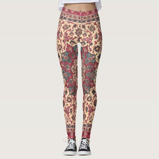 bloemig Perzisch tapijtpatroon Leggings (Voorkant)