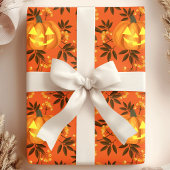 Bloemig Pompoen Jack O'Lantern Patroon Cadeaupapier