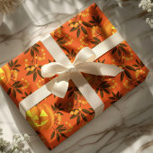 Bloemig Pompoen Jack O'Lantern Patroon Cadeaupapier