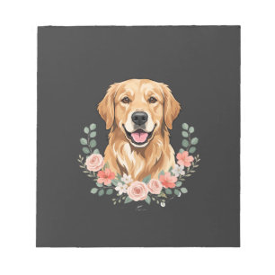 Bloemig Portret van Goud Retriever Hond Sublimatie Notitieblok