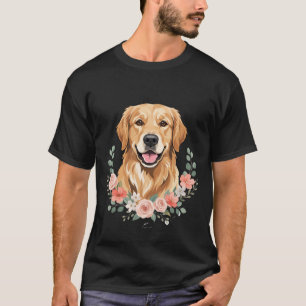 Bloemig portret van gouden retriever-hondsublimati t-shirt