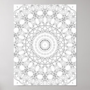 Bloemig Raster Kleurplaat Ontwerp Kaleidoscoop Poster