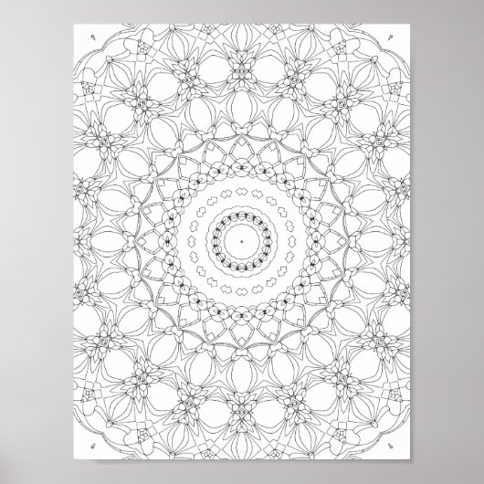 Bloemig Raster Kleurplaat Ontwerp Kaleidoscoop Poster (Voorkant)