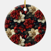  bloemig rond keramisch kerstornament ornament (Achterkant)