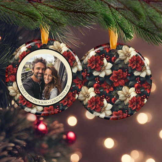  bloemig rond keramisch kerstornament ornament