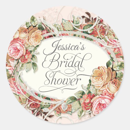  bloemig Roos Elegant Vrijgezellenfeest Blush Ronde Sticker (Voorkant)