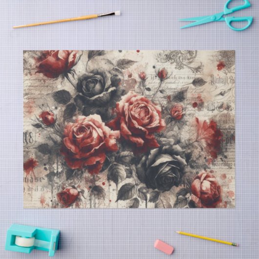 bloemig Roos Tissuepapier (Craft)