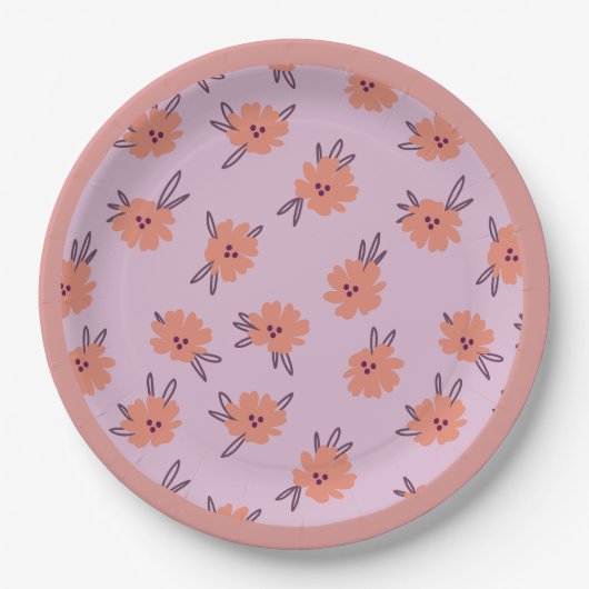 Bloemig Roze Bloemen Herhalend Patroon Schattig Me Papieren Bordje (Voorkant)