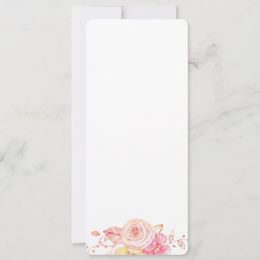 Bloemig Roze Bruidsdiner Menu Kaart (Achterkant)