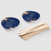 Bloemig roze en blauwe huwelijksprogramma handwaaier (Niet-gemonteerd)