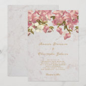 Bloemig roze en witte orchidee marmeren script bru kaart (Voorkant / Achterkant)