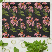 bloemig roze en zwart theedoek (Gevouwen)