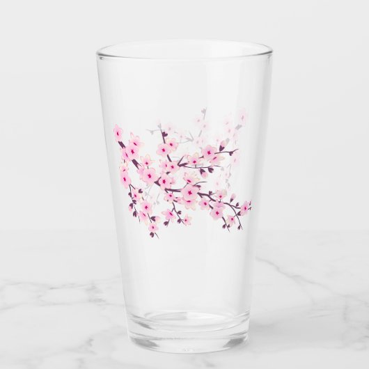 Bloemig Roze Kersenbloesem Glas (Voorkant)