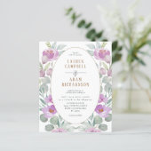 Bloemig Roze Waterverf Trouw Uitnodiging met Korti (Staand voorkant)