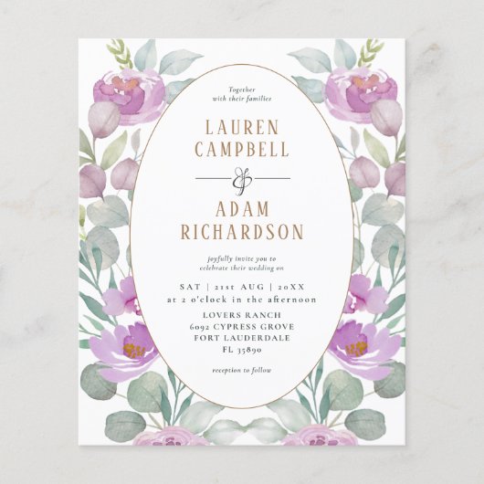Bloemig Roze Waterverf Trouw Uitnodiging met Korti (Voorkant)