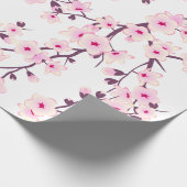 Bloemig roze witte kersbloesem inpakpapier (Hoek)
