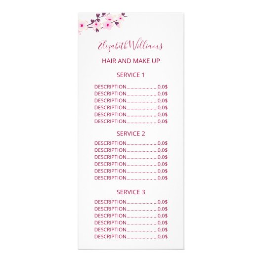 Bloemig Roze Witte Kersenbloesem Serviceprijzen  Reclamekaart (Voorkant)