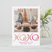 Bloemig roze  XOXO Galentines Day hart foto Feestdagenkaart (Staand voorkant)