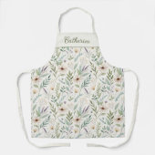 Bloemig saliegroen botanisch patroon schort (Voorkant)