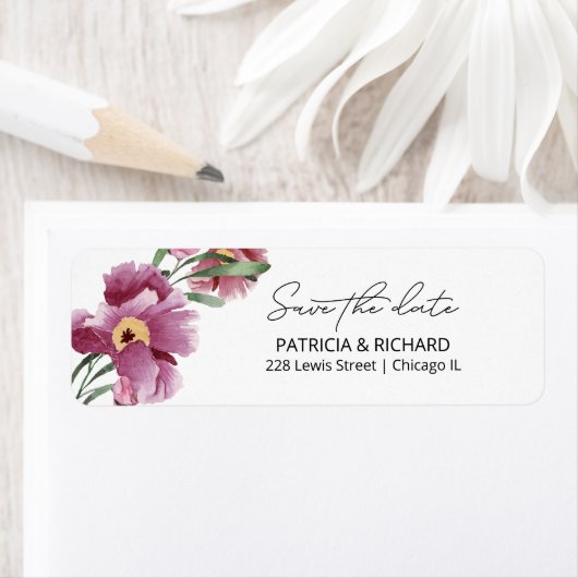 Bloemig Save The Date Retouradres Label (Insitu)