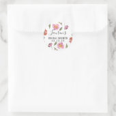 Bloemig Schrift Bruiloftsborrel Ronde Sticker (Tas)