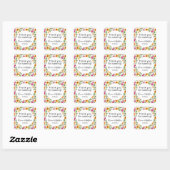 Bloemig schrift favor vierkante sticker (Vel)