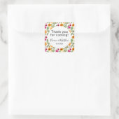 Bloemig schrift favor vierkante sticker (Tas)