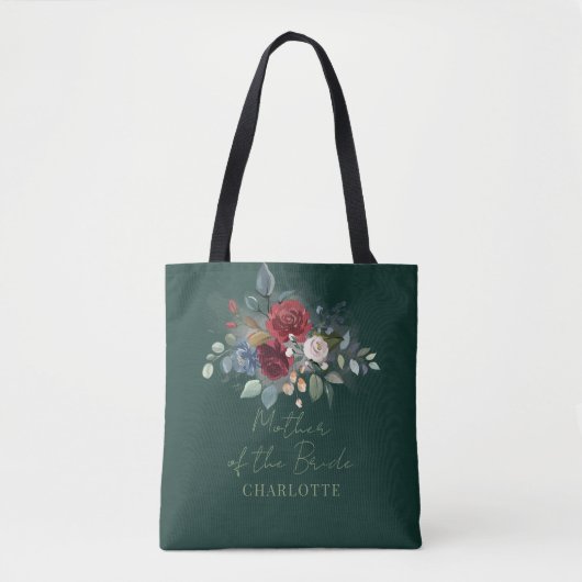 Bloemig Schrift Moeder van de Bruid Trouwen Tote Bag (Voorkant)