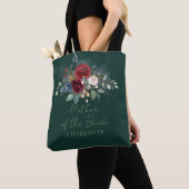 Bloemig Schrift Moeder van de Bruid Trouwen Tote Bag (Dichtbij)
