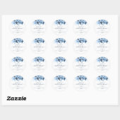 Bloemig schrift Navyblauw waterverf bruidsdouche Ronde Sticker (Vel)