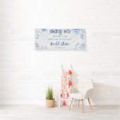 Bloemig Schuingeschreven Schrift Something Blue Br Spandoek (Insitu)