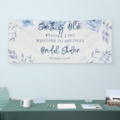Bloemig Schuingeschreven Schrift Something Blue Br Spandoek (Beurs)
