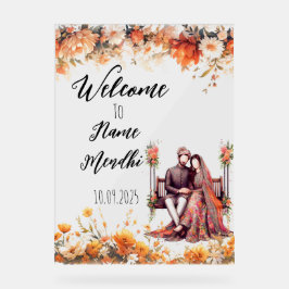 Bloemig sinaasappel acryl Mendhi teken Acryl Bord