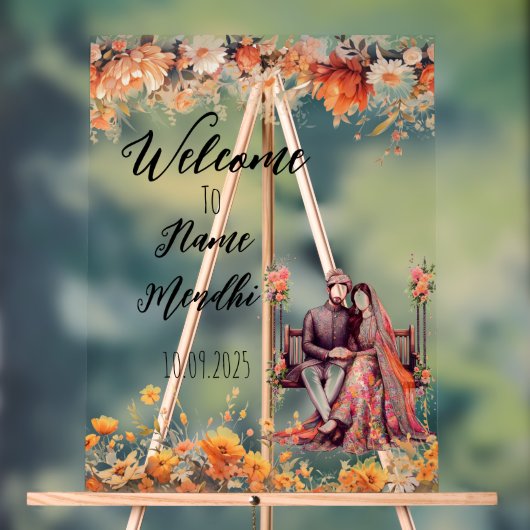 Bloemig sinaasappel acryl Mendhi teken Acryl Bord (Neutraal)