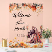 Bloemig sinaasappel acryl Mendhi teken Acryl Bord (Huwelijk)