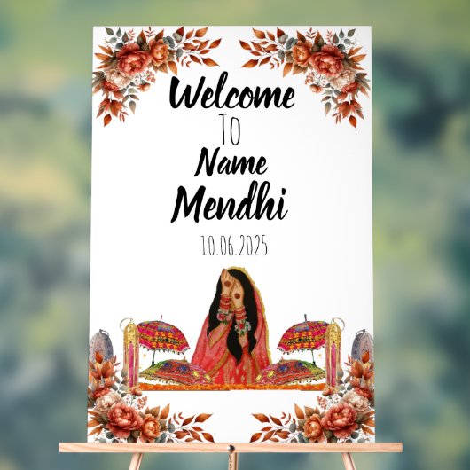 Bloemig sinaasappel acryl Mendhi teken. Acrylteken Acryl Bord (Neutraal)