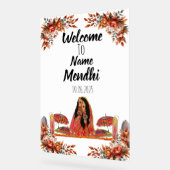 Bloemig sinaasappel acryl Mendhi teken. Acrylteken Acryl Bord (Hoek)