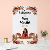 Bloemig sinaasappel acryl Mendhi teken. Acrylteken Acryl Bord (Huwelijk)