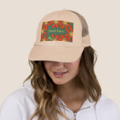 Bloemig sinaasappel groen trucker pet (In situ)